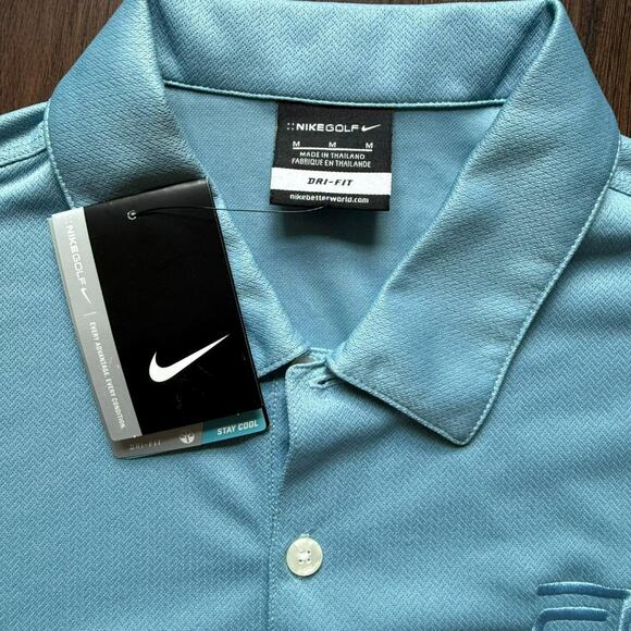 Nike Dri-Fit Light Blue Polo Golf Shirt Short Sleeve Size Medium - Picture 2 of 5